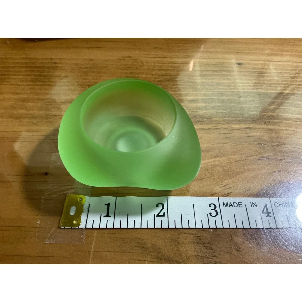 PartyLite Frosted Green Glass Votive Tealight Candle Holder - Picture 8 of 9